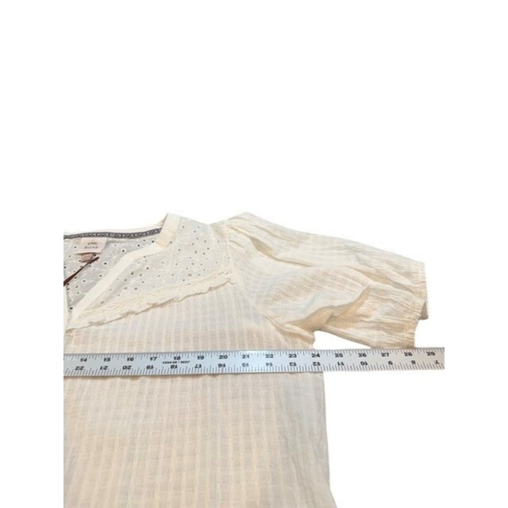 Knox Rose Womens XXL White Eyelet Lace Cotton Blouse Boho Cottagecore NWT - Picture 5 of 7